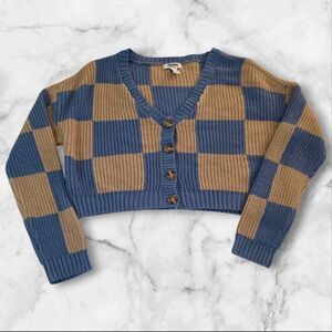 RSQ Knit Blue & Tan Cardigan XL